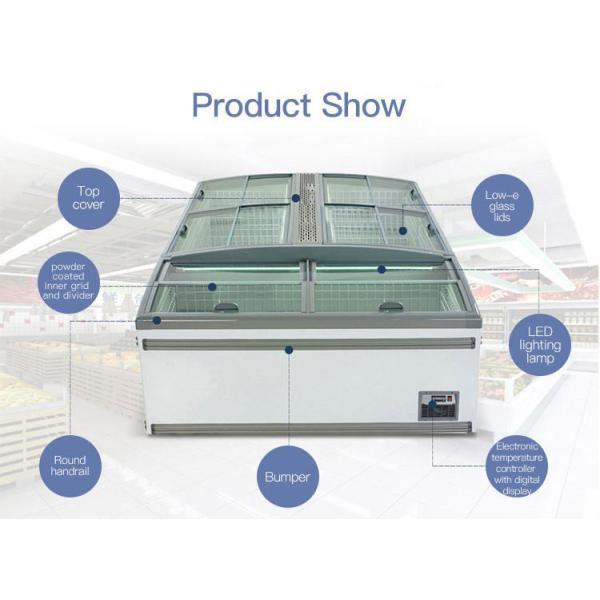 1040L Top Four Sliding Glass Door Island Display Freezer / Horizontal Commercial Refrigerator