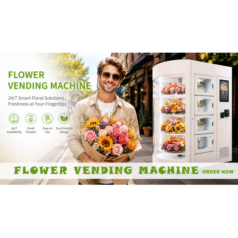 Winnsen Transparent Shelf Flower Vending Machine with Humidification System and 22 Inch Touch Screen