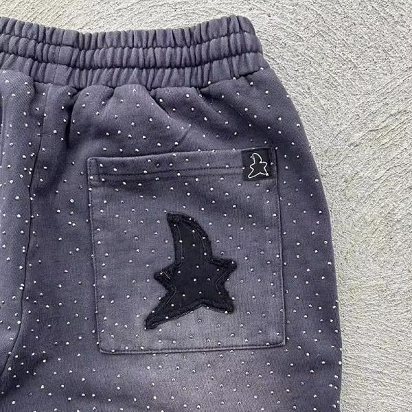 Pantalon de survêtement personnalisé avec strass, évasé, ample, jogging, logo brodé, effet vieilli, délavé au soleil, pantalon de survêtement pour hommes
