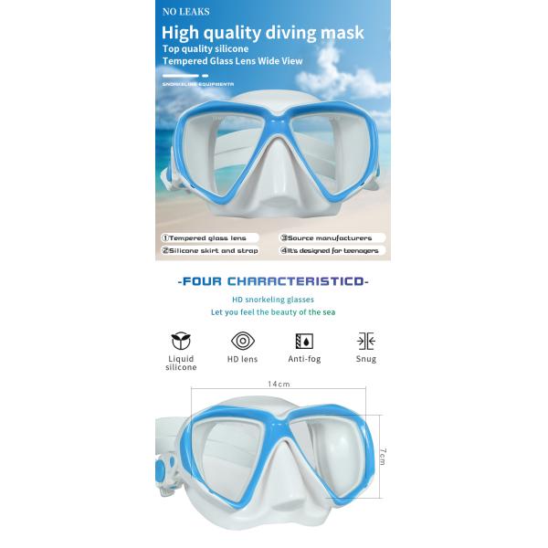 Adjustable Silicone Snorkel Polarized Dive Mask Set For Kids 14cm