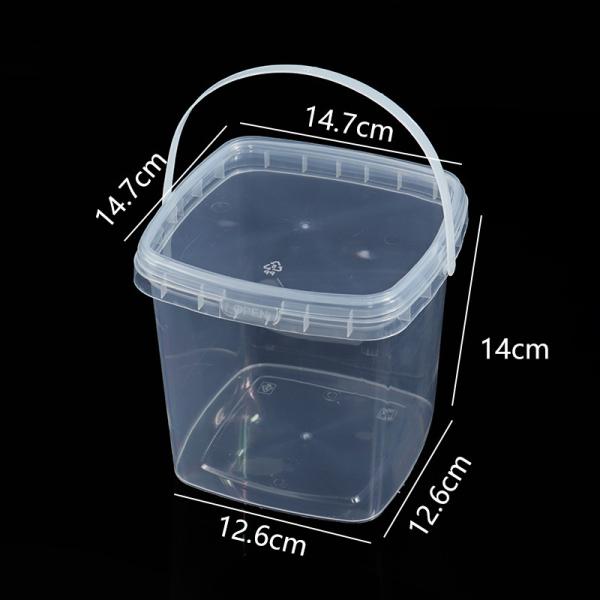 Clear Plastic Container With Lid Ice Cream Bucket Food Storage Container Freezer Storage Bucket Square Plastic Pails With Handle For Home Kitchen