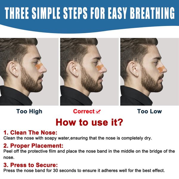 Flexible Drug Free Nasal Breathing Strips Instant Congestion Relief Hypoallergenic