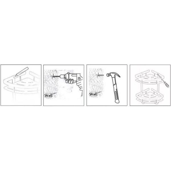 Durable Rustproof Wall Mounted Bathroom Shelf Rectangular Matte Black Color