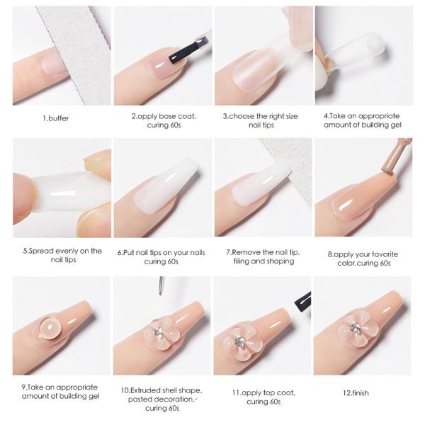 Private Label Quick Building Gel for Nail Extension White Clear UV Gel Acrylic Extension Solid Builder
