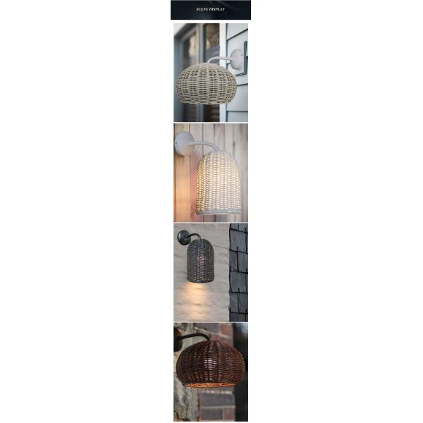 220V Rattan Wall Lamp Shade Hand Knitting Waterproof For Outdoor