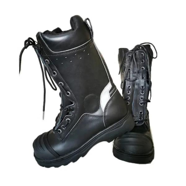 Durable Firefighter Safety Boots Black Firefighter Steel Toe Boots For Fire Fighting