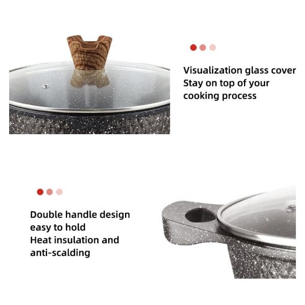 12Pcs Black Kitchen Ware Set Aluminum Nonstick Cookware Cooking Pot Sets