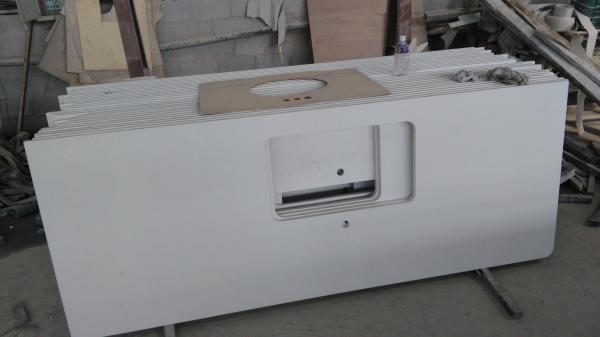 Decorative White Quartz Kitchen Countertops , Solid Surface Kitchen Countertops