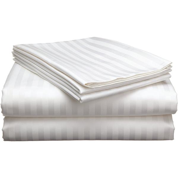 Thread Count 300tc 100%COTTON Stripe Satin Bedding Sheet Set for Luxury 5 Star Hotel
