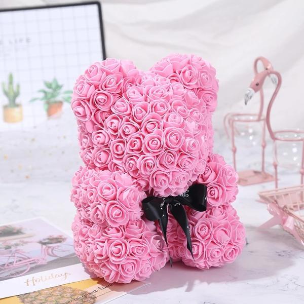 Lovely Gift 30 Colors Artificial Rose Foam Rose Bear On Sale For Christmas