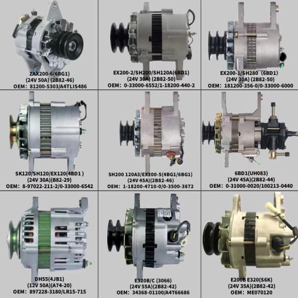 129E20-77200 EX70G Hitachi Generator Isuzu Engine 4JG1 24V 60A 1V