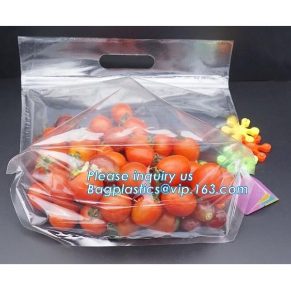 Perforated bag grape bag with air holes, fresh fruit stand up ziplock bag for cherry, OEM zip top Clear BOPP Laminated f