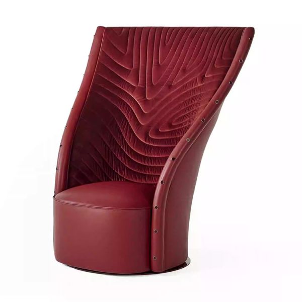 WISEMAX FURNITURE Modern Living Furniture High Back Leisure Lounge Chair Wing Back Accent Leather Armless Chair for Villa Hotel
