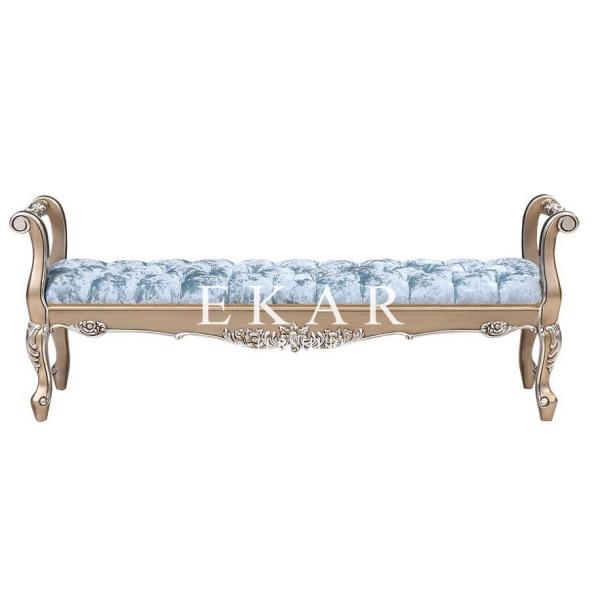 Classic Fabric Ottoman And Stool Wood Antique Bed End Stool Bench