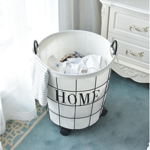 Iron Round Household Laundry Basket North Europe Dirty Clothes Basket Toy Litter Basket