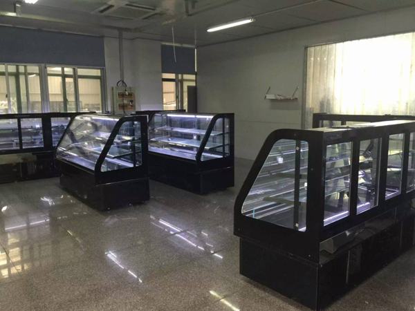 Curved Cold Bakery Food Display Showcase Orchid Cake Showcase Tempered Glass