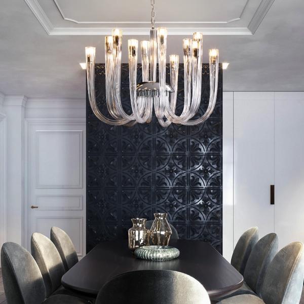Post Modern Light Luxury Flower Glass LED Pendant Light Living Room Dining Room Bedroom Chandelier
