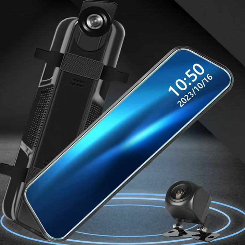 Multi Language Rearview Mirror Dash Cam 9.66 Inch Touch Screen HDR Night Vision Car Dash Cam