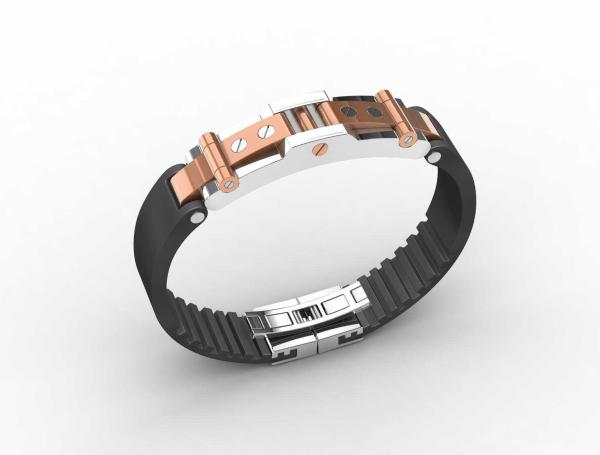 Top Quality Europe Fashion Stainless Steel Genuine Leather Silicone Bangle Bracelet ADB6