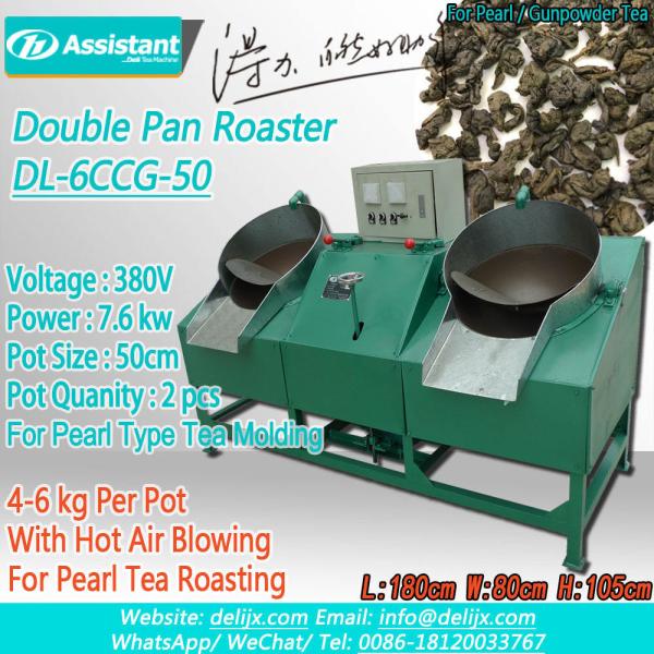 Raw Material Tea Leaves 220V Double Pot Tea Roasting Machine for Shaping Gunpowder Tea