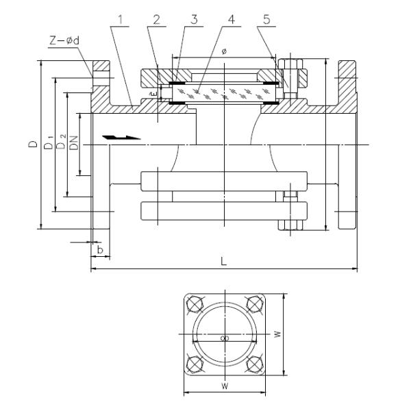 Válvula Mirilla Brida Dos Ventanas Con Volantes