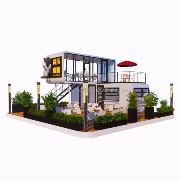 Cuadro de estructura de acero Soldado 20 pies Lujo casas prefabricadas portátiles con color personalizado para la comida tienda de café de la calle