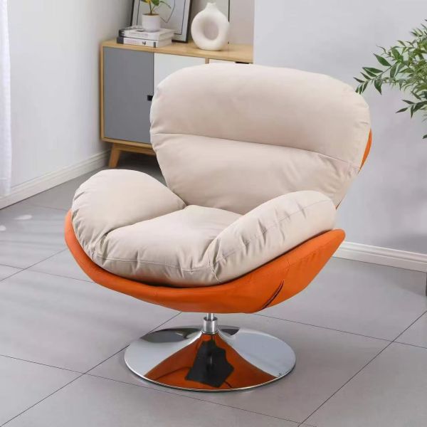 Modern Eggshell Swivel Recliner Single-Seater Accent Lounge Sofa Chair for Living Room Outdoor Leisure Lazy Recliner Comfortable