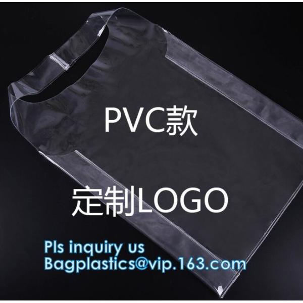 Transparent pvc handle plastic bag with logo, promotional clear tote pvc handle shopping bag pvc tote bag, underwear clo