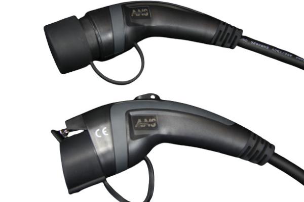 16A 1phase 3.6kW black/grey type 1 to type 2 TPU ev charging cable/spiral ev charging cables
