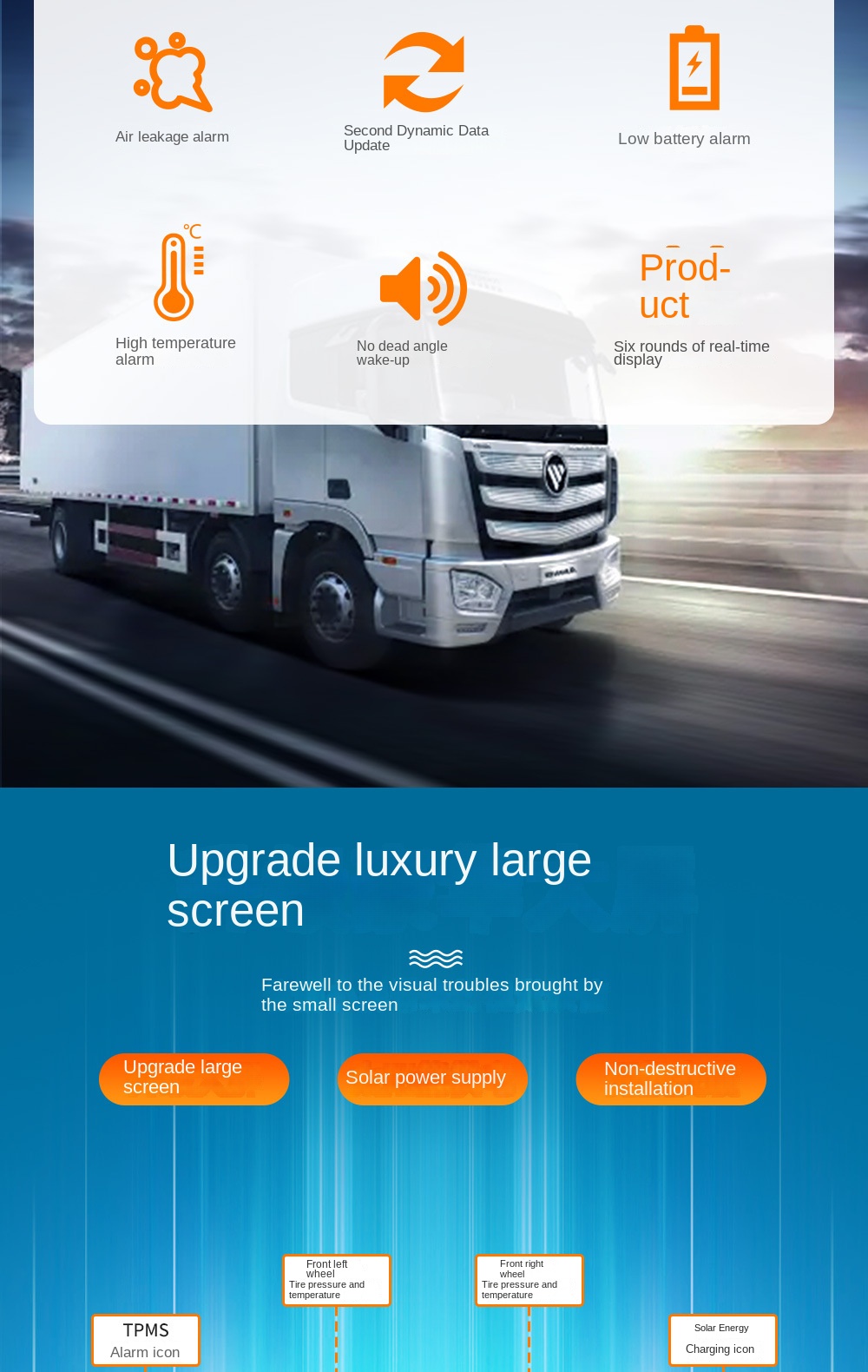 Universal TPMS Detector with Built-in Wireless Sensor Solar-Powered 315MHz High Quality for Android Navigation Display