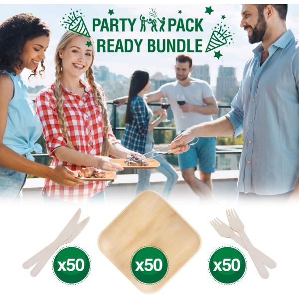 10-Piece Set of Palm Leaf Plates for Wedding Dinner Round and Square Disposable Dishes