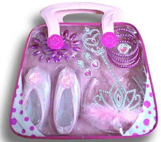 Princess set for little girls with pink ballet shoes, nailplate,crown