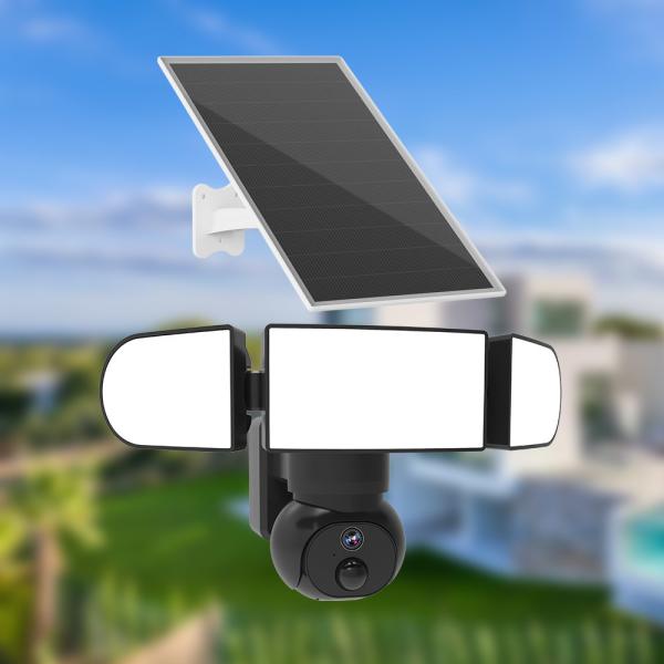 Беспроводная солнечная камера прожектора 1500 люменов 4MP 4G 3G Cellular Solar Security Camera