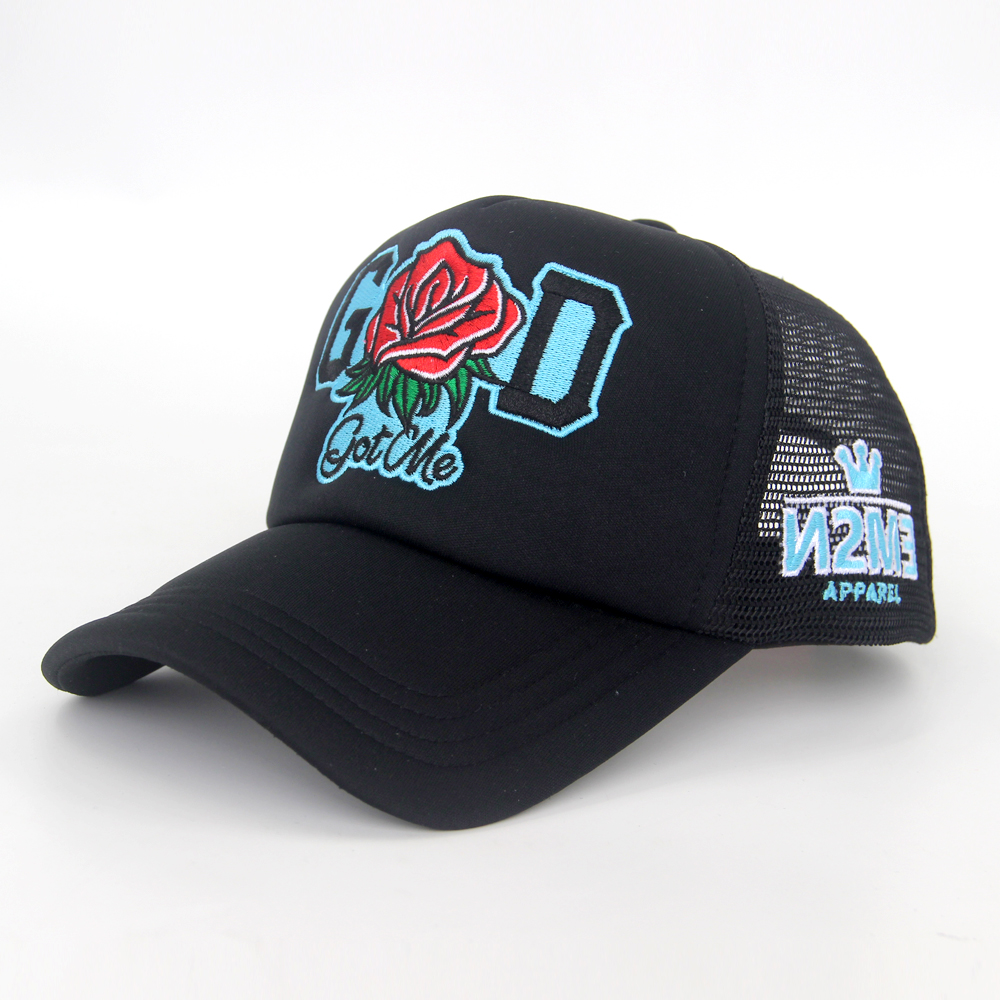 Base Ball Foam Blank Trucker Hats 5 Panel Embroidery Polyester Rope Puff Printing