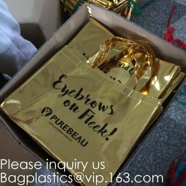 Durable Reusable Reusable Glossy Environmentally Friendly Tote Bags Non-Woven Gift Bag Promotional Bag Silvery