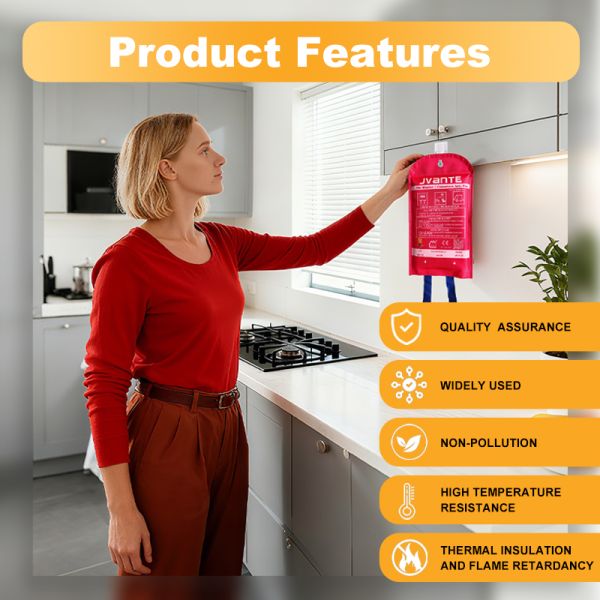 EN1869 Certified Fiberglass Fire Blanket 1m x 1m Home Camping Safety Fireproof Emergency Fire Fighting Blanket