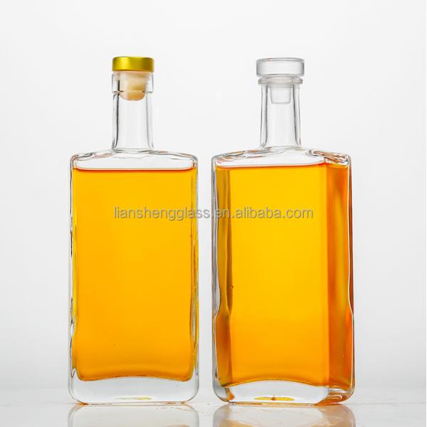 Botella de vidrio para whisky vodka vino cristal claro botellas de vidrio vacías de vino 375ml 500ml 750ml