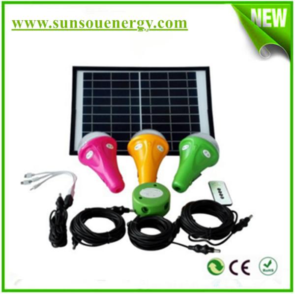 Portable solar home lighting system, solar lighting kits with phone charger, bulb lights, remote controller for hot sale