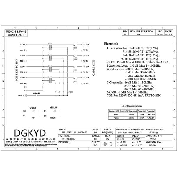 Tap Down Single Port 1000BASE Rj45 10 Pin Connector , Rj45 Modular Connector With Led