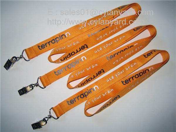 Swivel metal card jaw clip polyester lanyards, id badge lanyard with metal jaw clip,