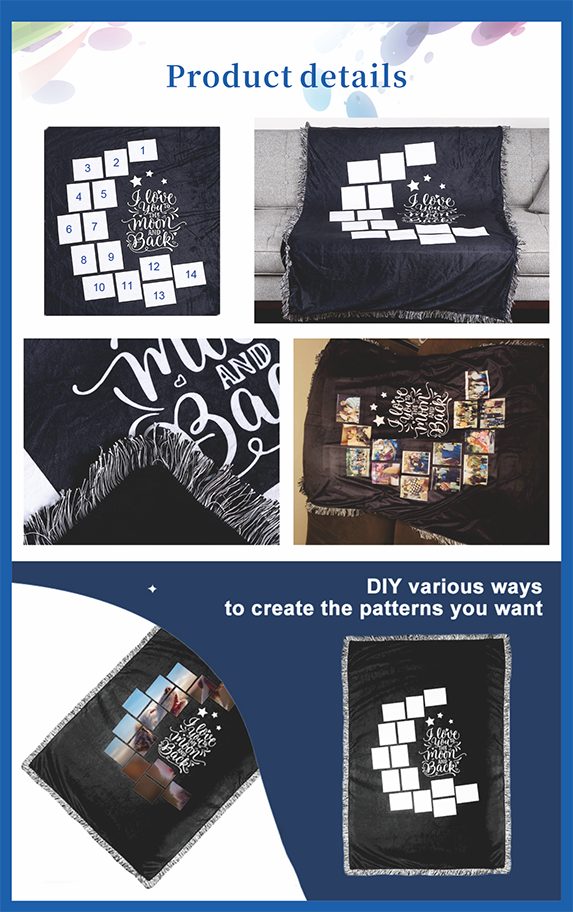 ZELOYAUT Sublimation Moon Shape Grounded Throw Blanket100% Polyester Personalized Blank Throw Blanket Custom Logo Custom Design
