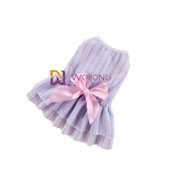 Customizable Color Poly cute dog dresses Satin Bow Cotton Seersucker