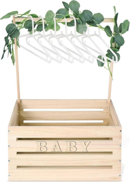 Wooden Shower Party Crate Closet, Shower Party gift basket with handles and garland Storage Crate Basket Shower Wooden crate