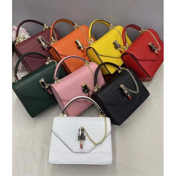 Authentic Crocodile Belly Skin Women Small Orange Purse Lady Chain Handbag Genuine Alligator Leather Female Shoulder Bag