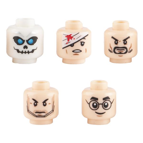 MOC WW2 military city mini figures skull parts army soldier figures face heads children educational toys