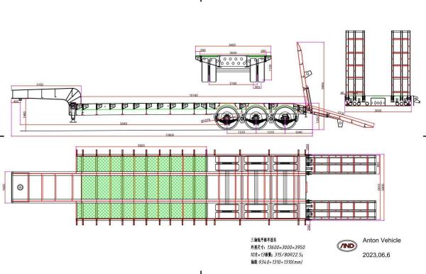 2180mm Tread 3 Axle 100-160ton Lowbed Semi-Trailer Low Loader Low Boy Truck Semi Trailer