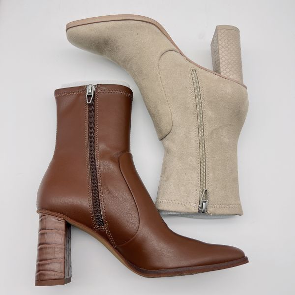 Off White Womens Leather Dress Boots soft  Tan Waterproof Leather Ankle Boots