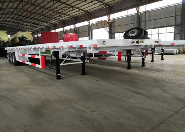 3 Axle Flatbed Semi Trailer 40ft Double Tires / Single Tires Container Trailer
