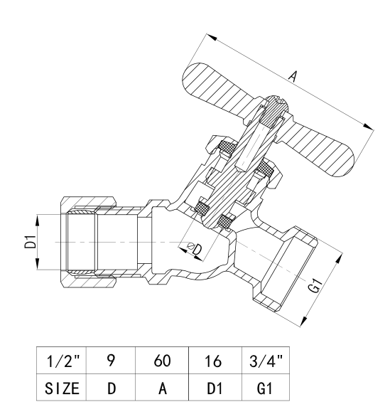 T Handle Wall Mounted Hose Brass Stopcock Valve 1.6Mpa Bib Tap Brass