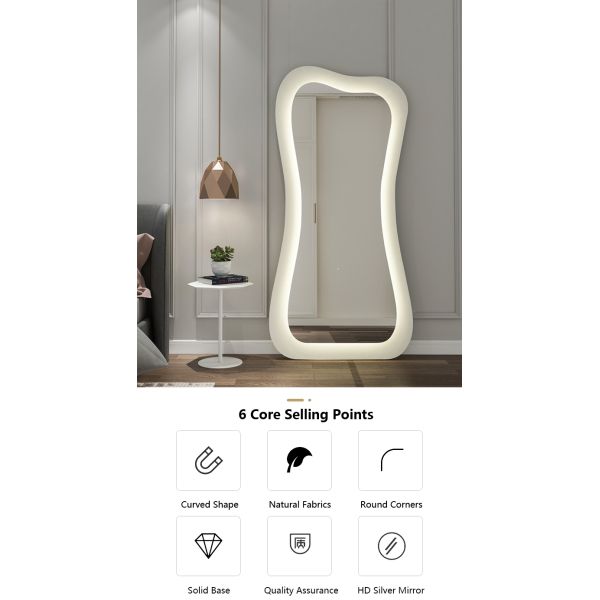 Hollywood Standing Full Length Xl Floor Mirror With Led Light 71x32